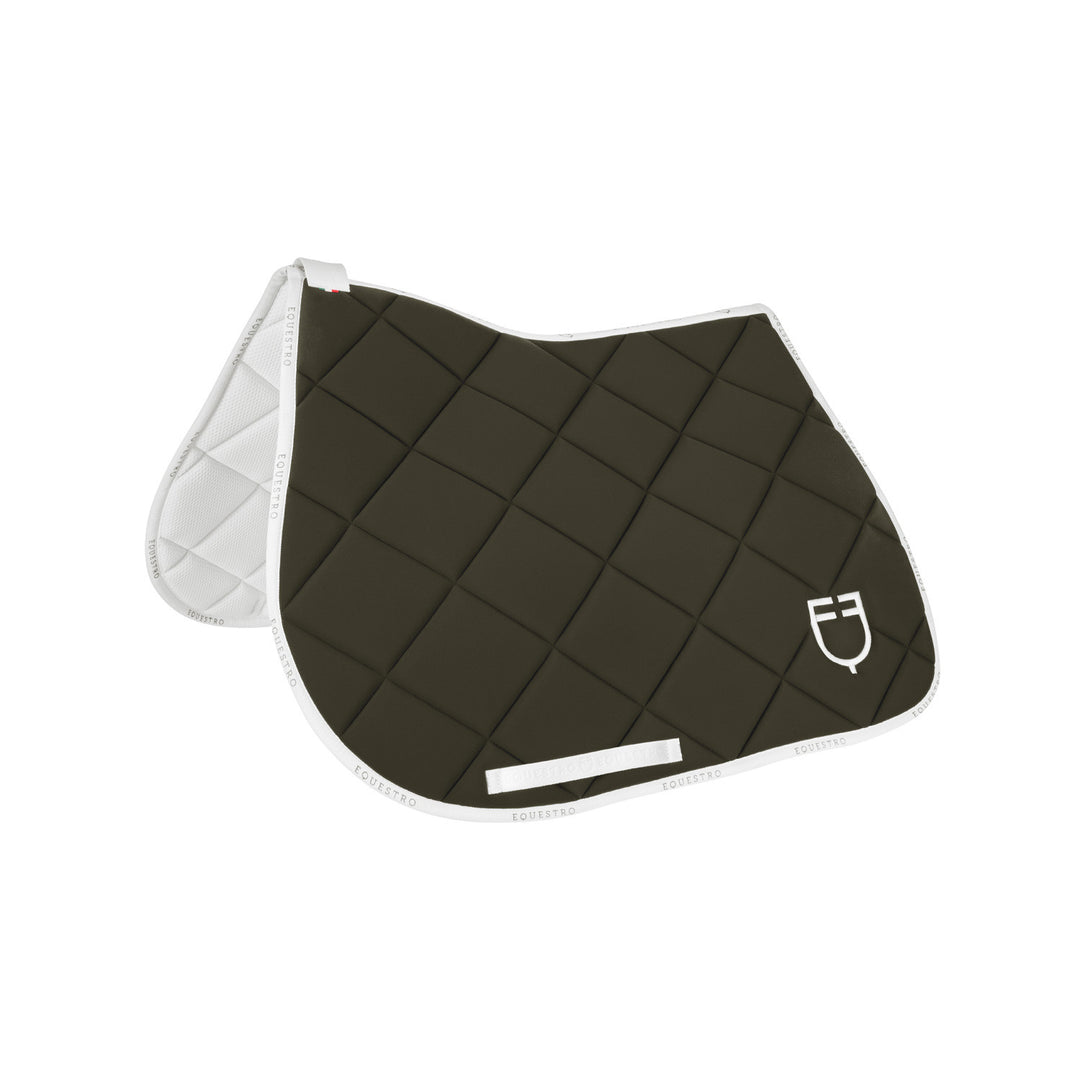 Jumping saddle pad technical fabric with logo MILITARY GREEN/WHITE