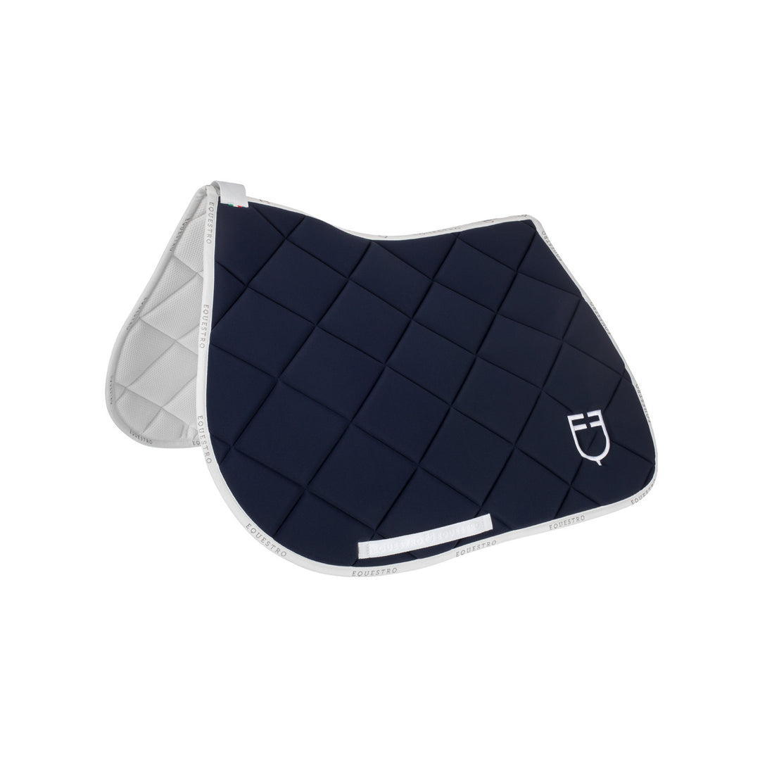 Jumping saddle pad technical fabric with logo NAVY/WHITE