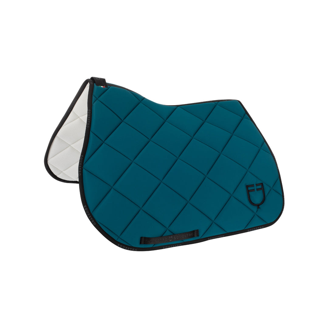 Jumping saddle pad technical fabric with logo PETROL/BLACK