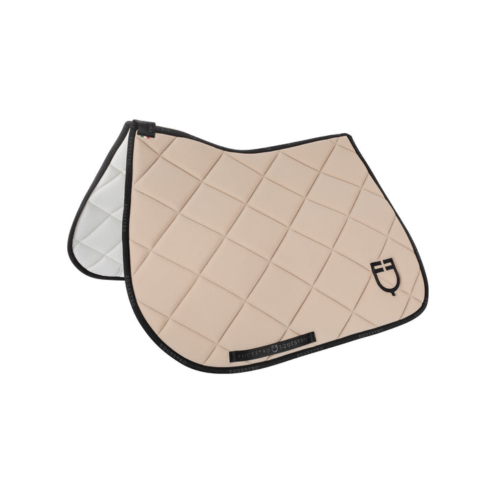 Jumping saddle pad technical fabric with logo SAND/BLACK