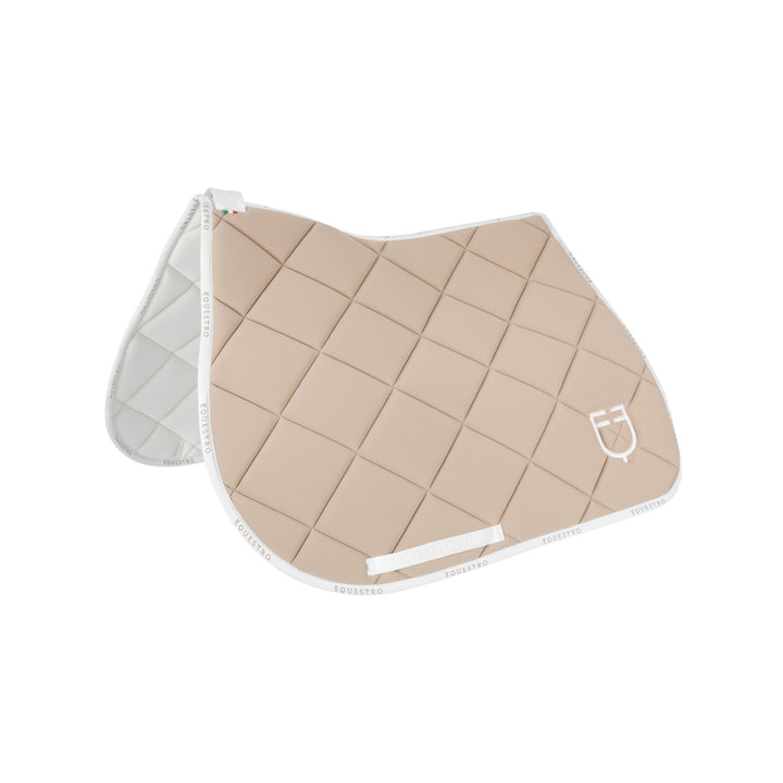 Jumping saddle pad technical fabric with logo SAND/WHITE