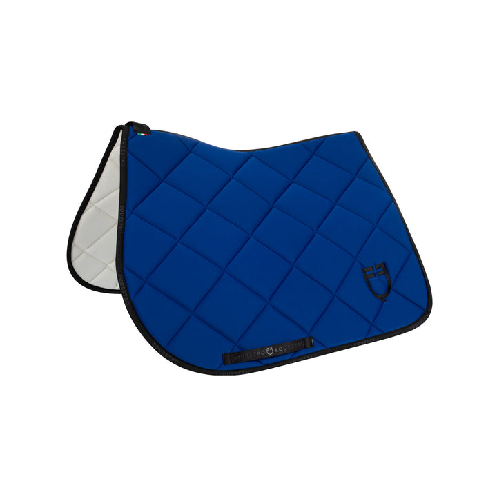 Jumping saddle pad technical fabric with logo SEA/BLACK