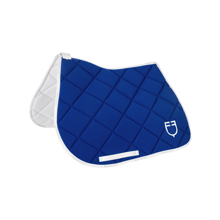 Jumping saddle pad technical fabric with logo SEA/WHITE