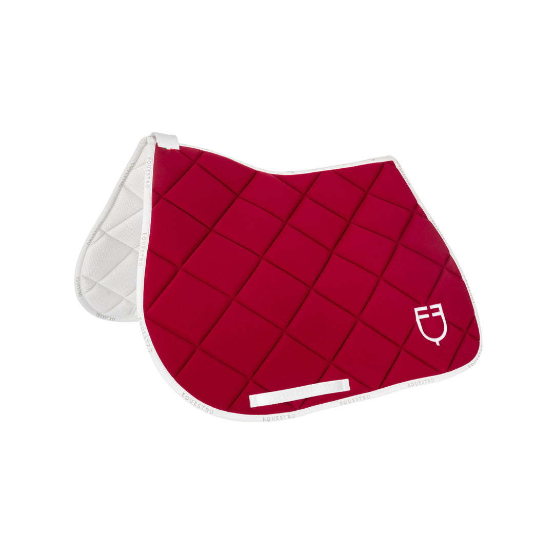 Jumping saddle pad technical fabric with logo WINE/WHITE