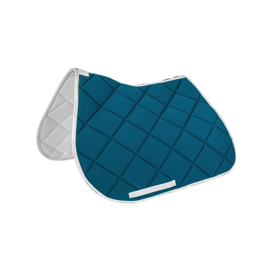 Jumping saddle pad breathable technical fabri PETROL/WHITE