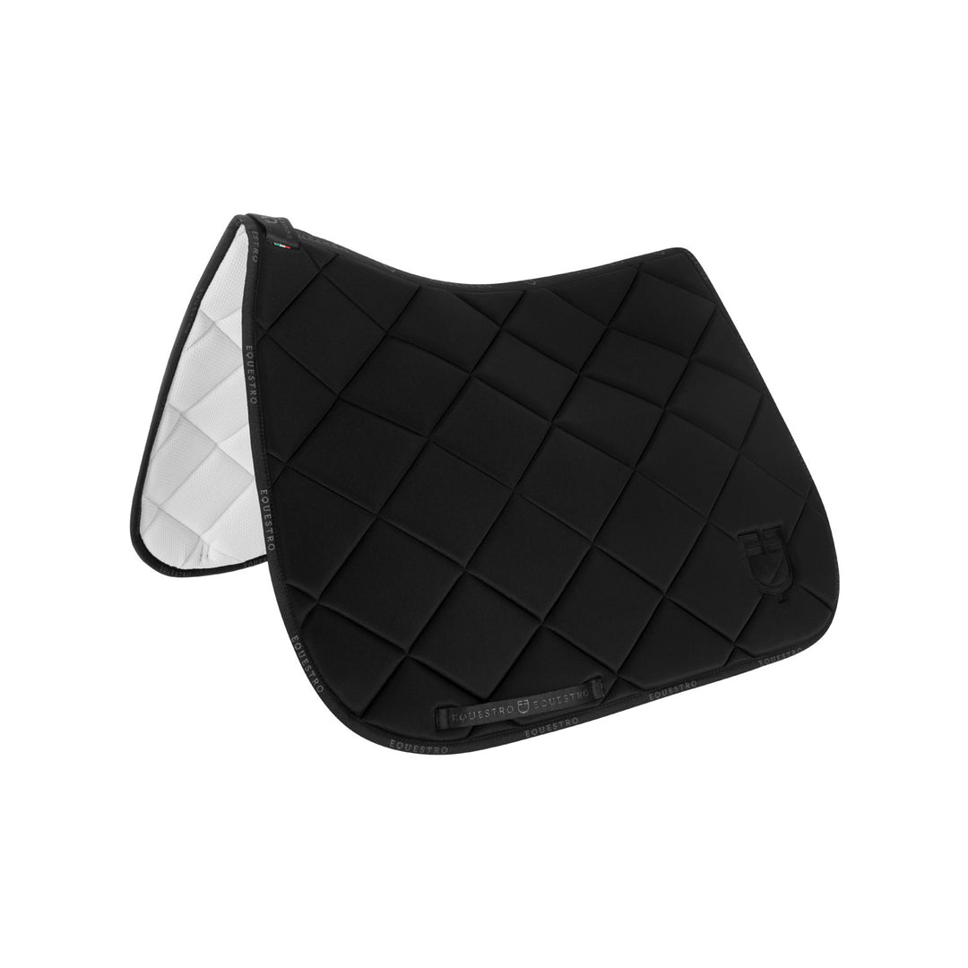 Dressage saddle pad technical fabric with log BLACK/BLACK