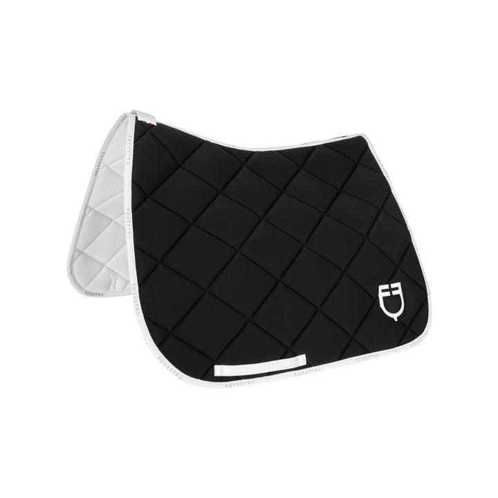 Dressage saddle pad technical fabric with log BLACK/WHITE