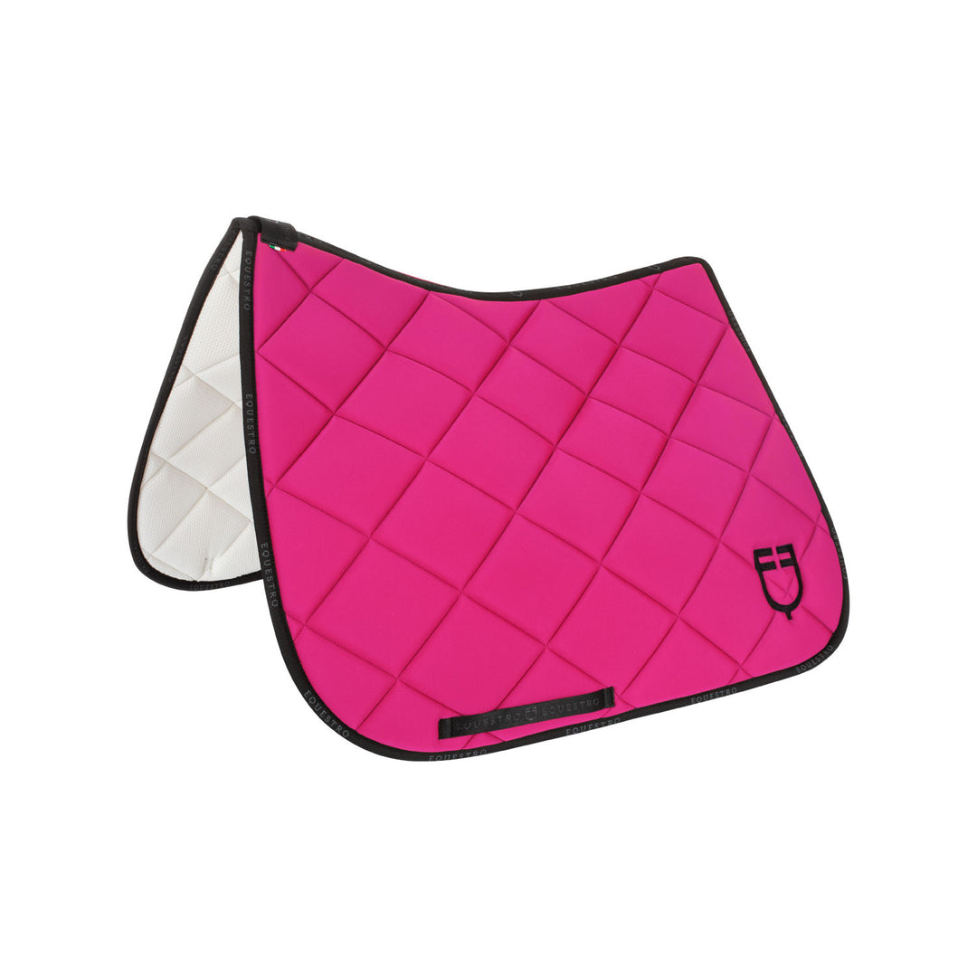 Dressage saddle pad technical fabric with log FUCSIA/BLACK