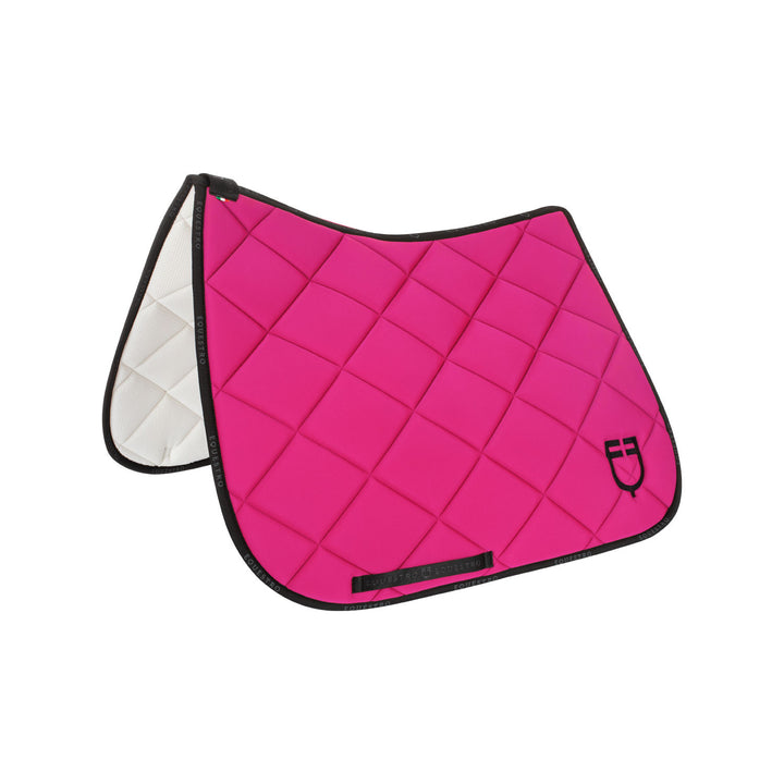 Dressage saddle pad technical fabric with log FUCSIA/BLACK