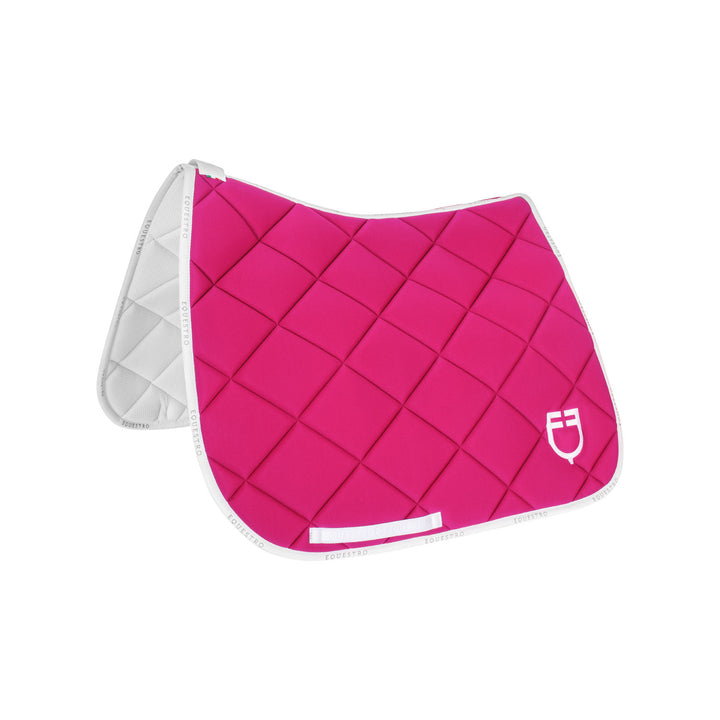 Dressage saddle pad technical fabric with log FUCSIA/WHITE