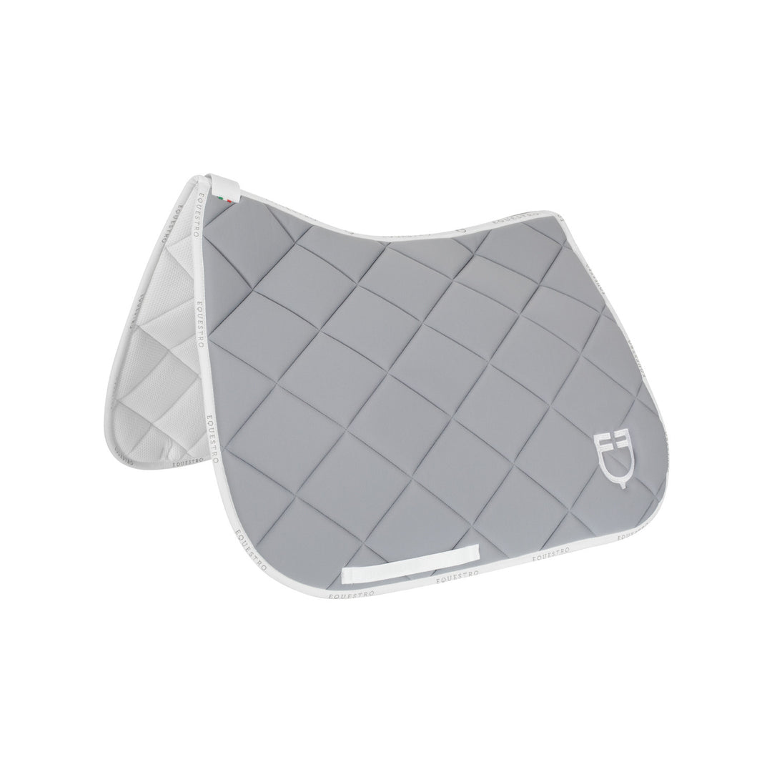 Dressage saddle pad technical fabric with log GREY/WHITE