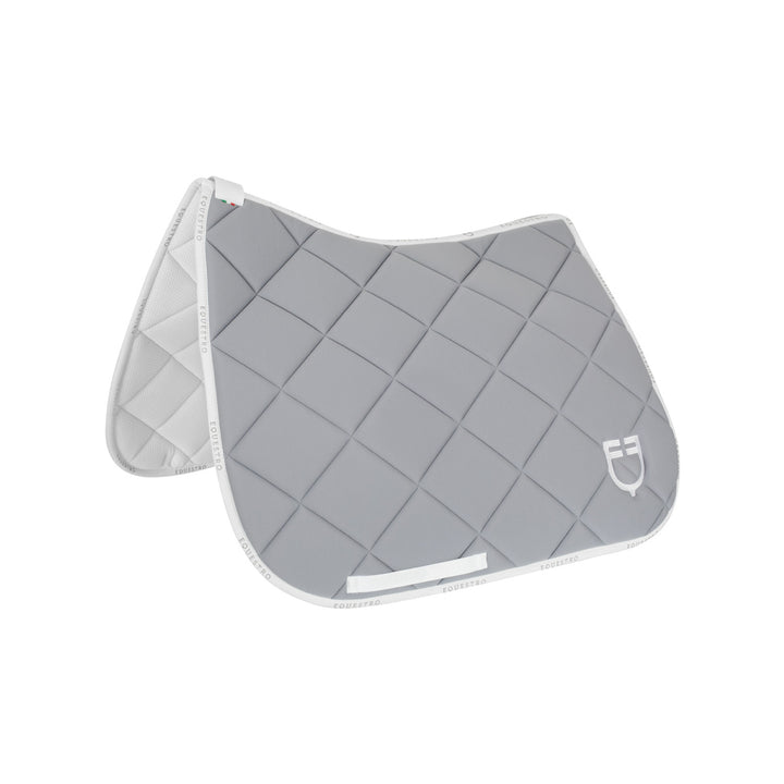 Dressage saddle pad technical fabric with log GREY/WHITE