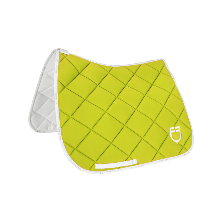 Dressage saddle pad technical fabric with log LIME/WHITE