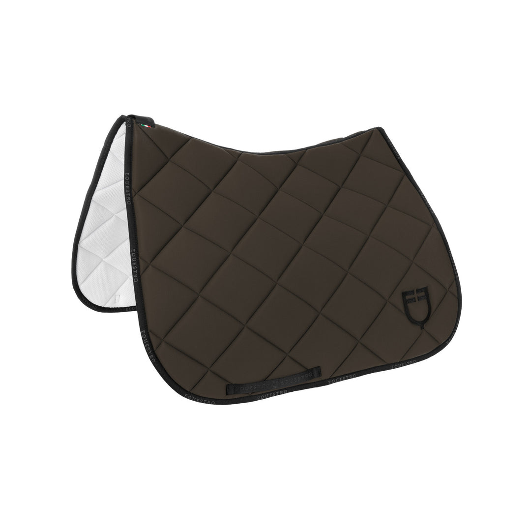 Dressage saddle pad technical fabric with log MILITARY GREEN/BLACK