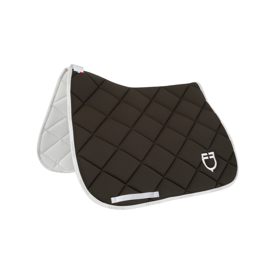 Dressage saddle pad technical fabric with log MILITARY GREEN/WHITE