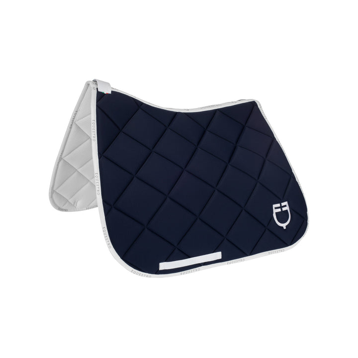 Dressage saddle pad technical fabric with log NAVY/WHITE
