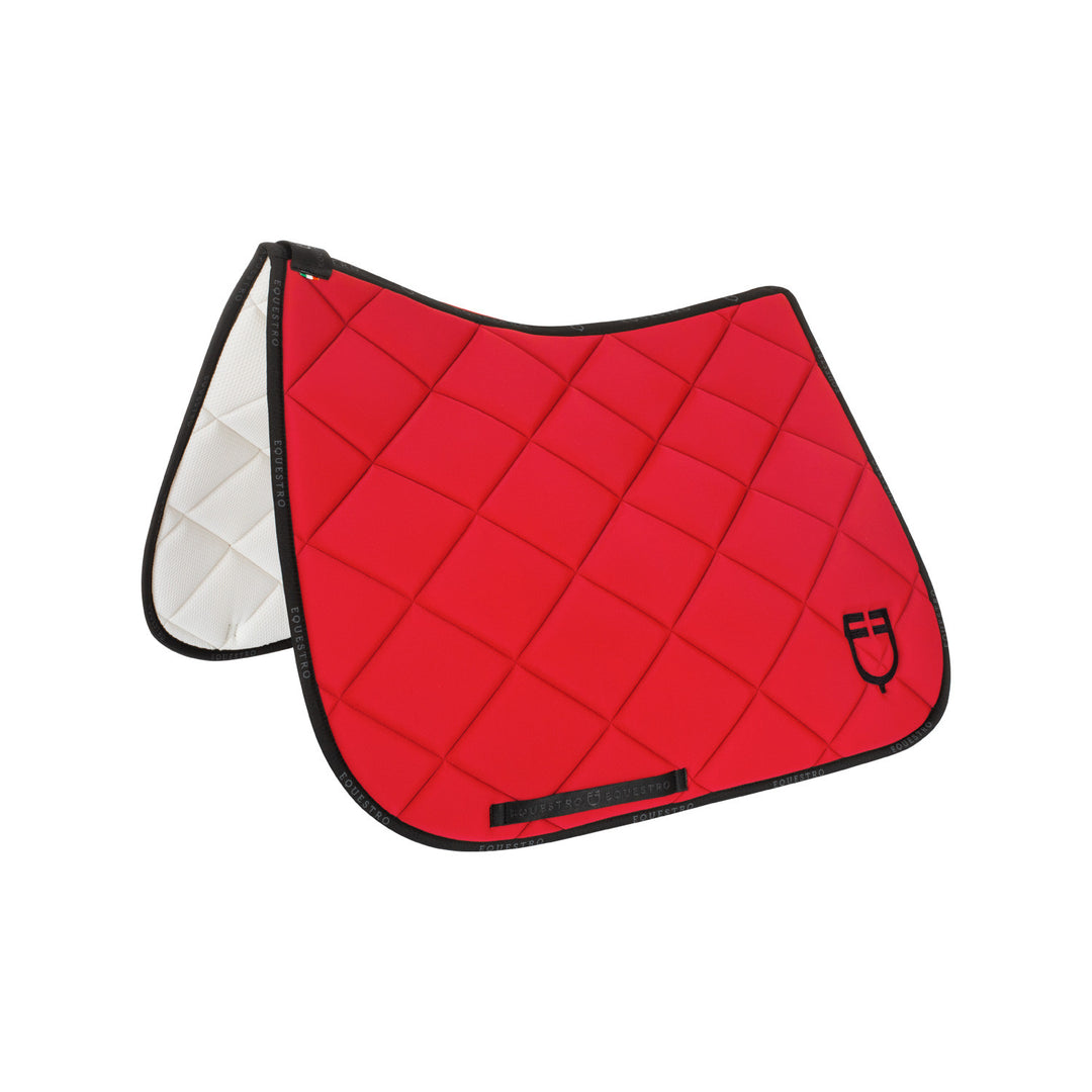 Dressage saddle pad technical fabric with log POPPY RED (17-1664)/BLACK