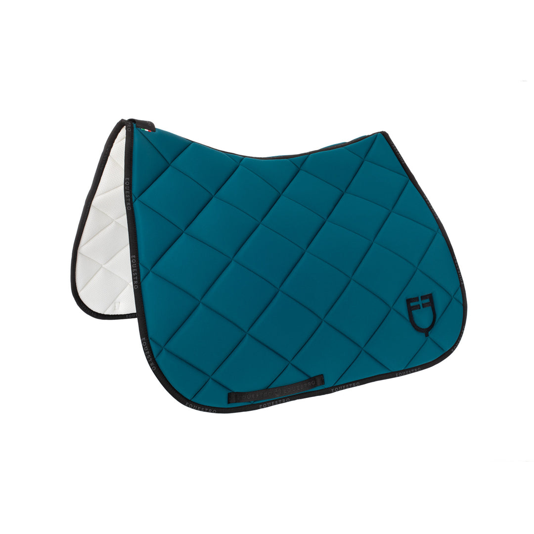 Dressage saddle pad technical fabric with log PETROL/BLACK