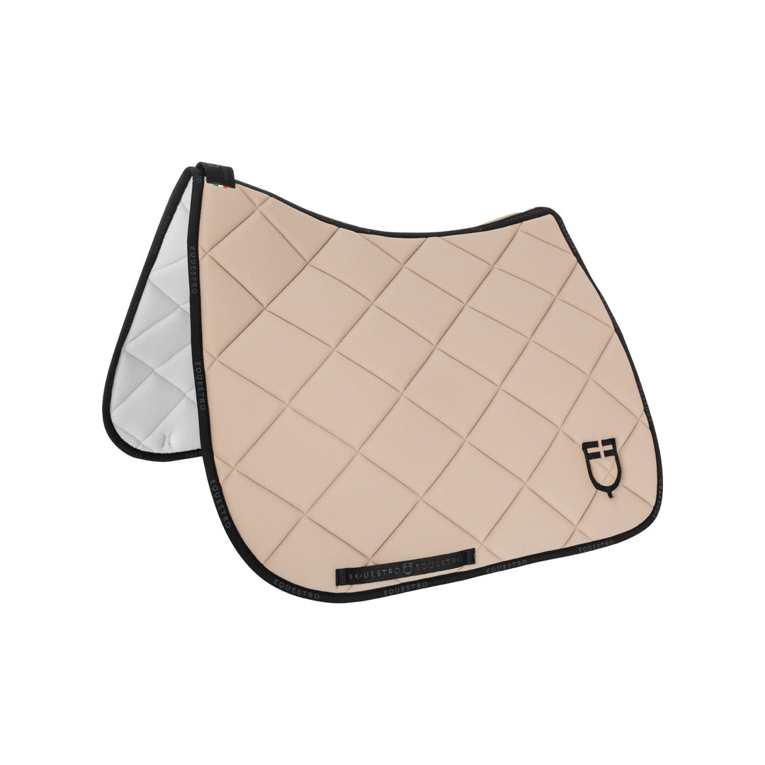 Dressage saddle pad technical fabric with log SAND/BLACK