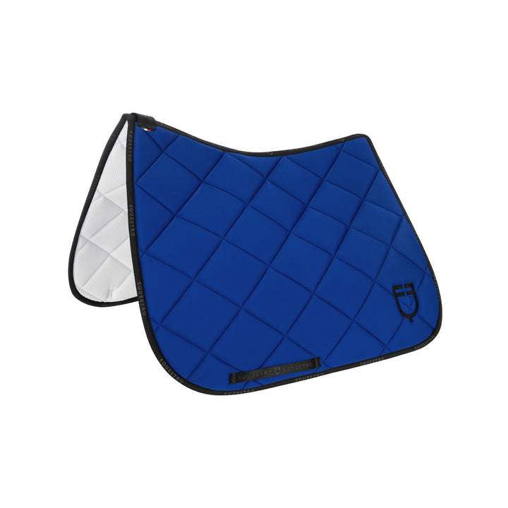 Dressage saddle pad technical fabric with log SEA/BLACK