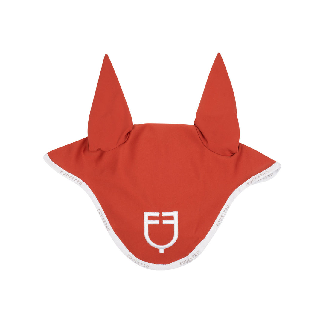 Fly veil in technical fabric with logo BRICK RED/WHITE