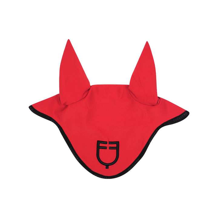 Fly veil in technical fabric with logo POPPY RED (17-1664)/BLACK