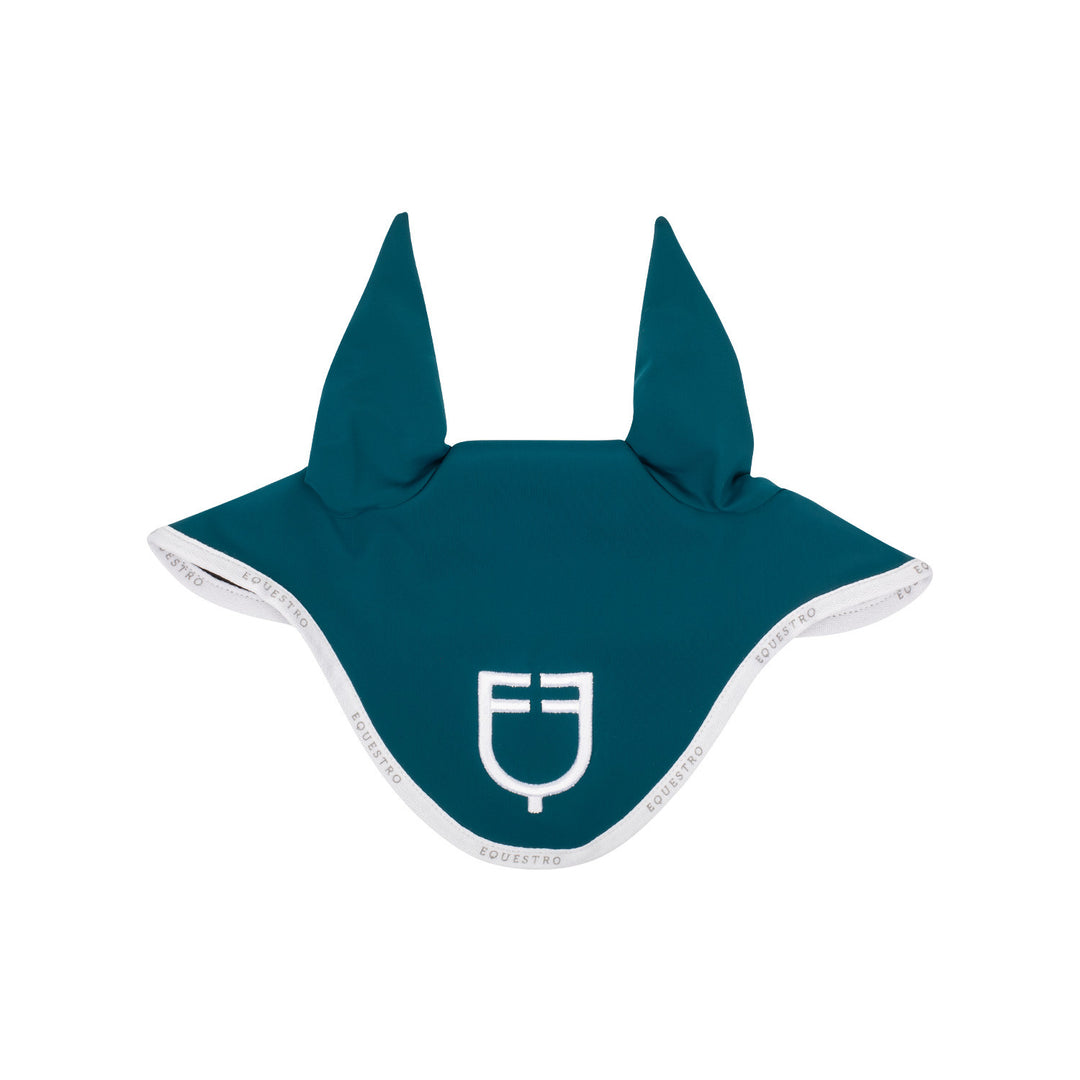 Fly veil in technical fabric with logo PETROL/WHITE
