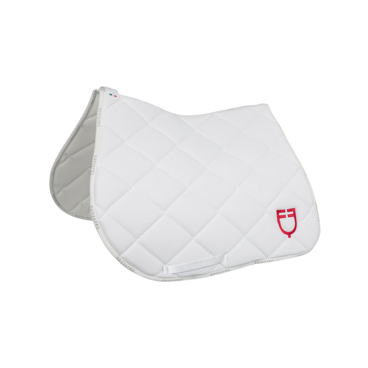 Jumping saddle pad with multicolor logo WHITE/WHITE/POPPY RED (17-1664)