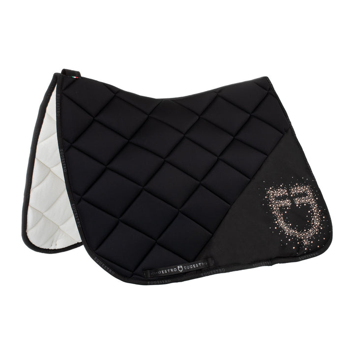 Dressage saddle pad rhinestone logo BLACK