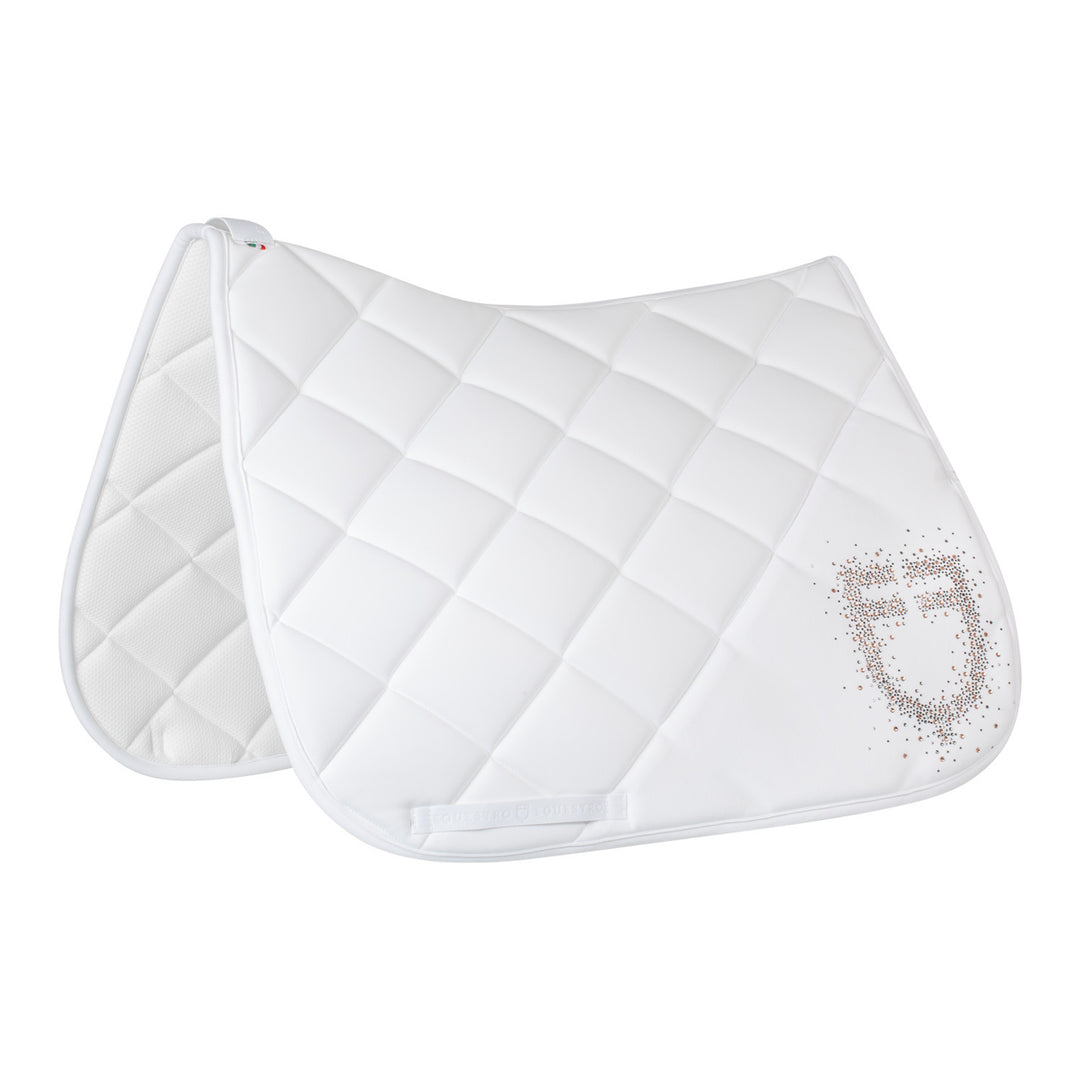 Dressage saddle pad rhinestone logo WHITE