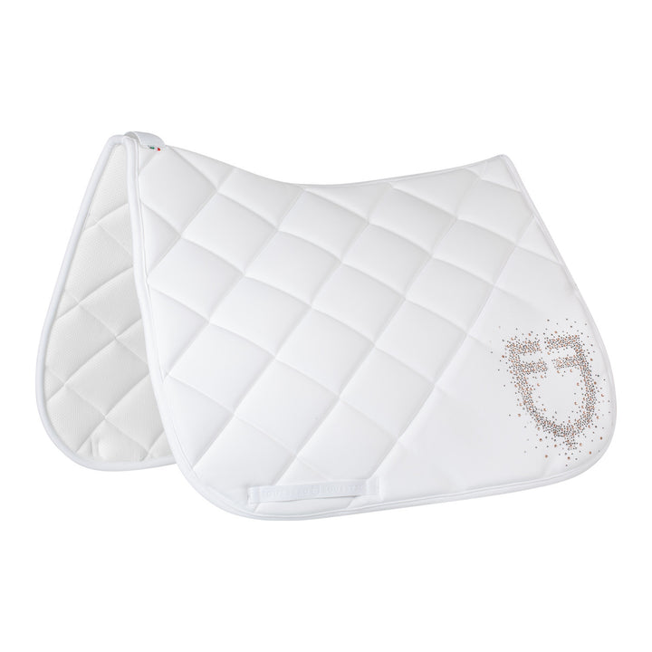 Dressage saddle pad rhinestone logo WHITE