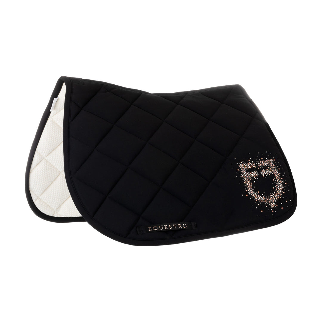 Jumping saddle pad with rhinestone logo BLACK