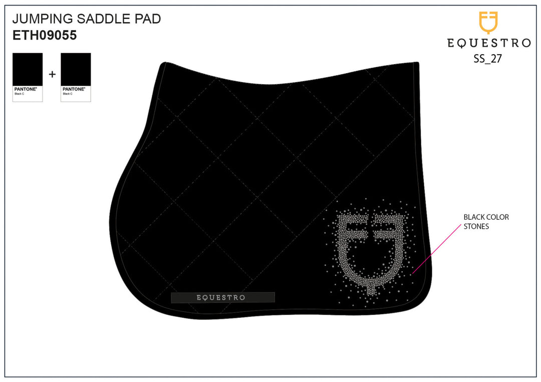 Jumping saddle pad with rhinestone logo