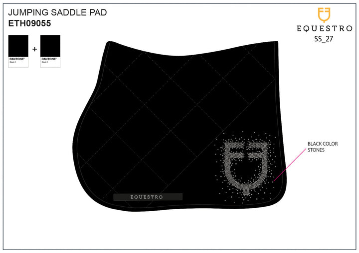 Jumping saddle pad with rhinestone logo BLACK/BLACK