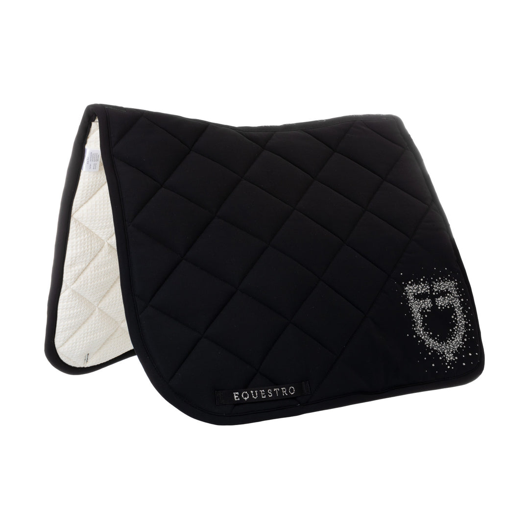 Dressage saddle pad with rhinestone logo
