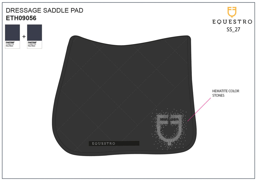 Dressage saddle pad with rhinestone logo NAVY BLAZER (19-3923)/NAVY BLAZER (19-3923)