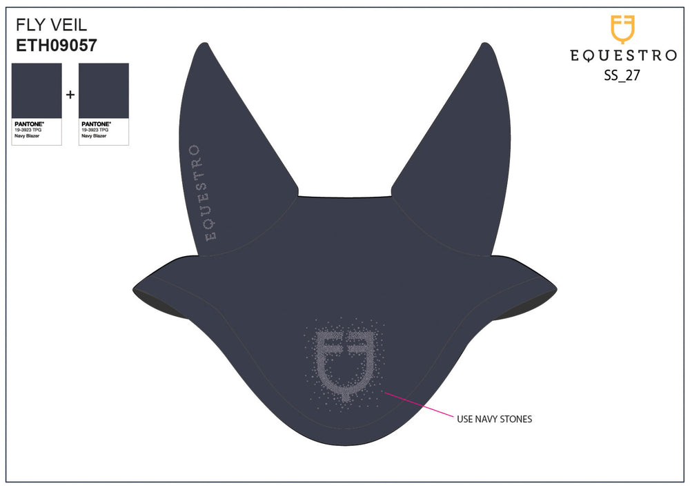 Fly veil in technical fabric with rhinestone  NAVY BLAZER (19-3923)/NAVY BLAZER (19-3923)