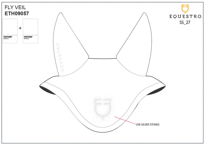 Fly veil in technical fabric with rhinestone  WHITE/WHITE