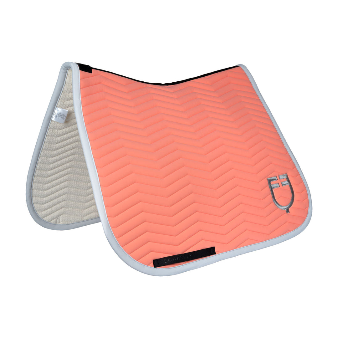 Wave Quilting dressage saddle pad in technica DESERT FLOWER (15-1435)/HARBOR MIST (14-4202)