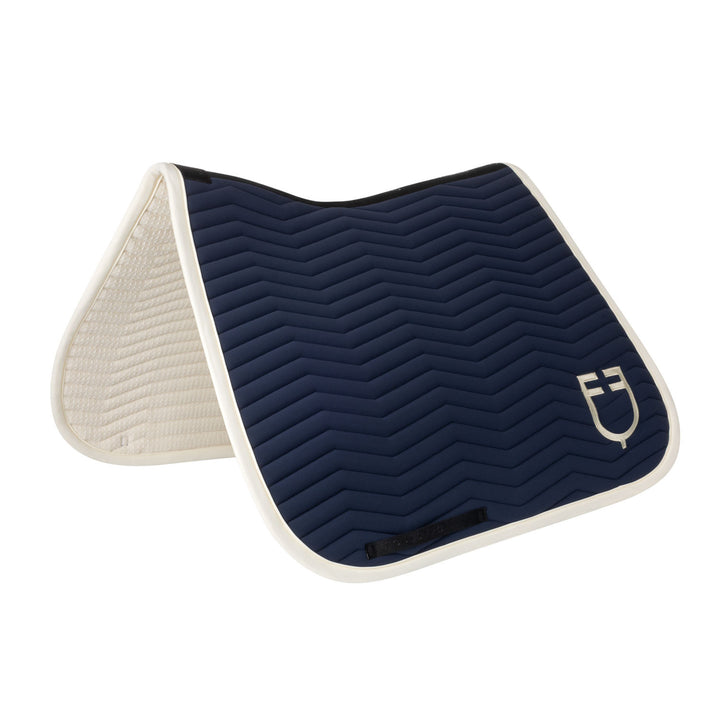 Wave Quilting dressage saddle pad in technica NAVY BLAZER (18-3923)/ANTIQUE WHITE (11-0105)
