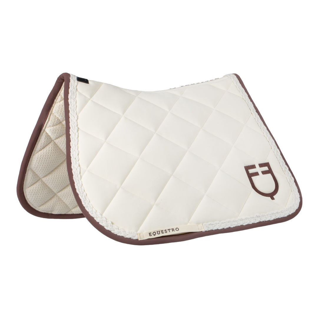 Braided cord jumping saddle pad ANTIQUE WHITE (11-0105)/MARRON (18-1415)