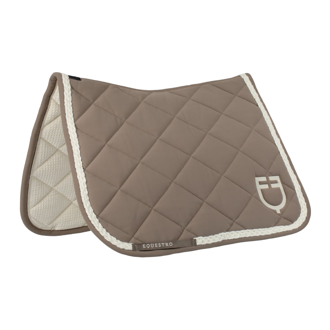 Braided cord dressage saddle pad WALNUT (18-1112)/ANTIQUE WHITE (11-0105)