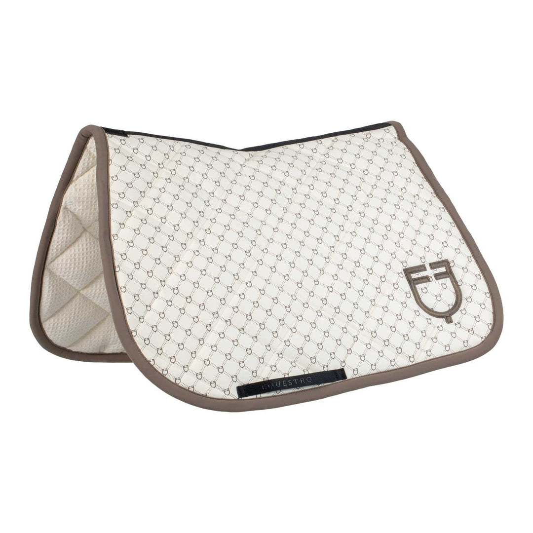 Jumping saddle pad with monogram print ANTIQUE WHITE (11-0105)/WALNUT (18-1112)