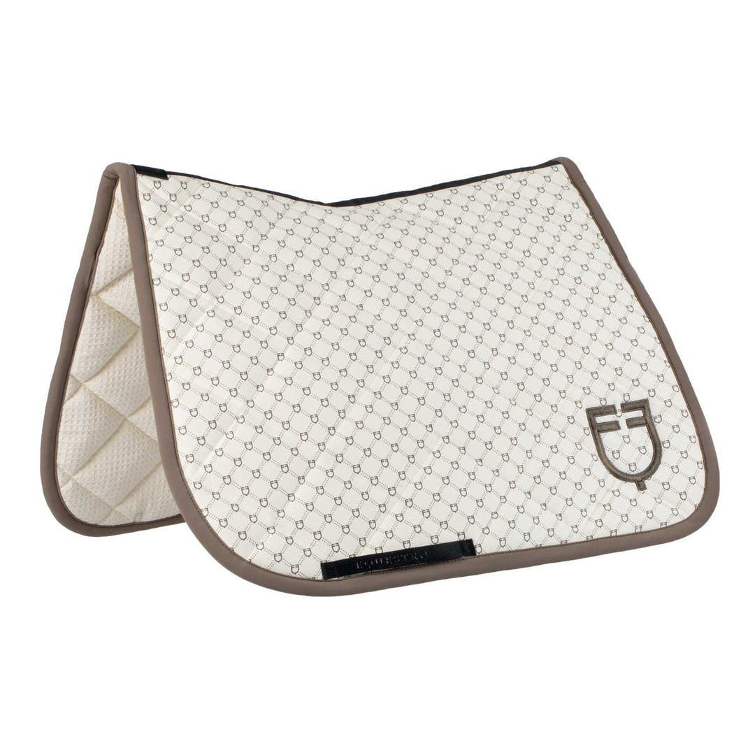 Dressage saddle pad with monogram print ANTIQUE WHITE (11-0105)/WALNUT (18-1112)