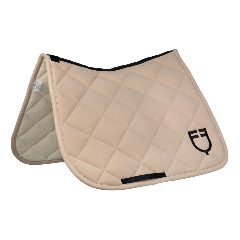 Dressage saddle pad with monogram print OXFORD TAN (15-1306)/BLACK