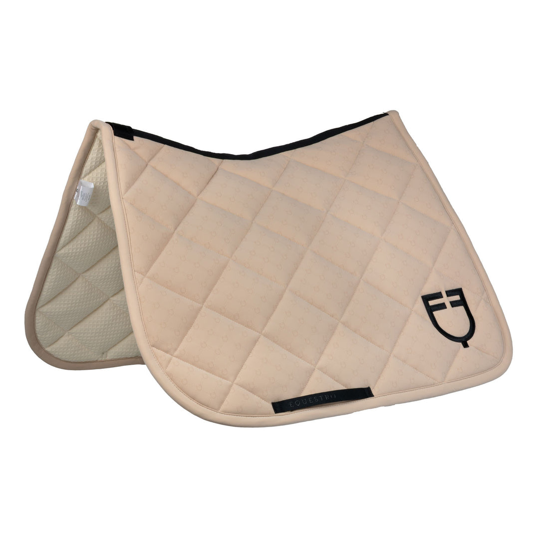 Dressage saddle pad with monogram print OXFORD TAN (15-1306)/BLACK
