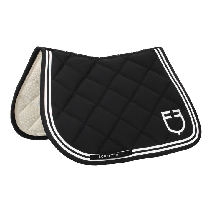 Double Stripes jumping saddle pad in technica BLACK/WHITE