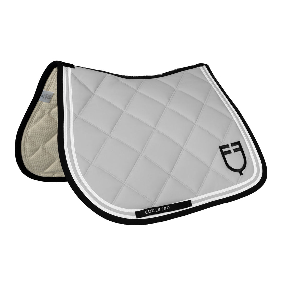 Double Stripes jumping saddle pad in technica HARBOR MIST (14-4202)/BLACK