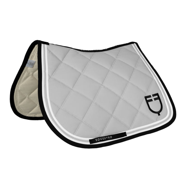 Double Stripes jumping saddle pad in technica HARBOR MIST (14-4202)/BLACK