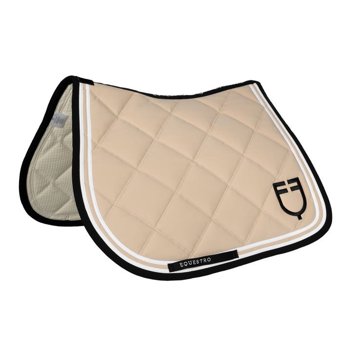 Double Stripes jumping saddle pad in technica OXFORD TAN (15-1306)/BLACK
